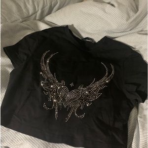 Y2K rhinestone crop tee